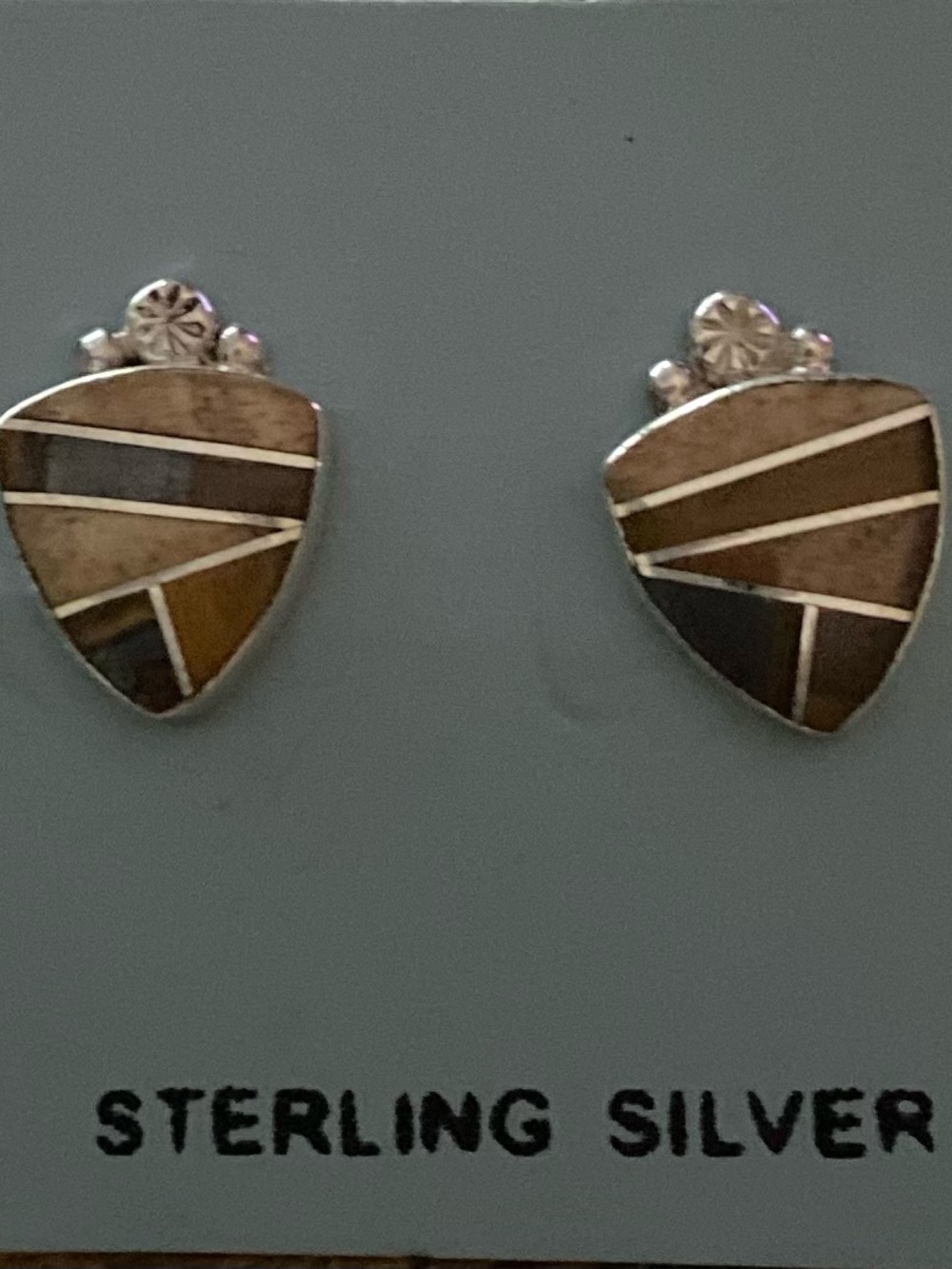 Southwest (closed back) Tiger’s Eye and Jasper Stud Sterling Earrings